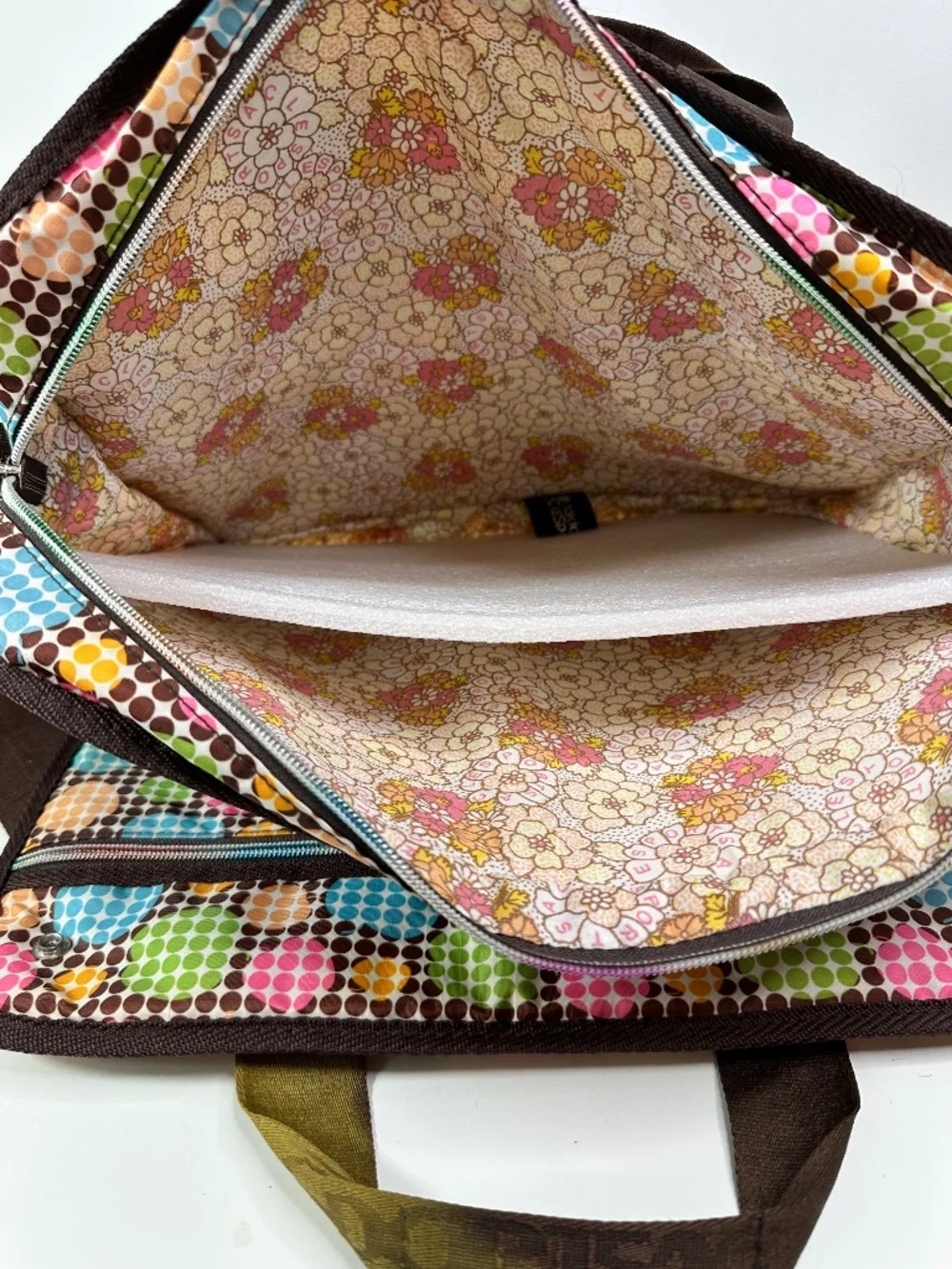 LeSportsac Colorful Crossbody Computer Commuter Bag Lots Of Pockets Zip Close